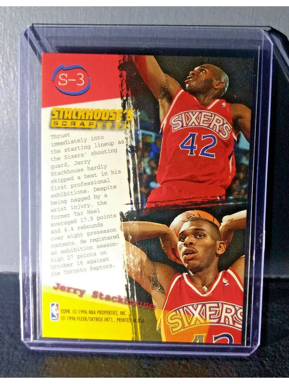 1995-96 Jerry Stackhouse Fleer Ultra Stackhouse's Scrapbook #S-3 Basketball Card